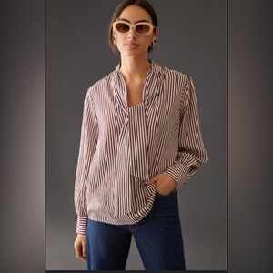Anthropologie Maeve Tie Neck Blouse